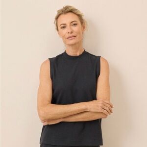 Organic Airplane Mock Neck Shell, Charcoal Heather color